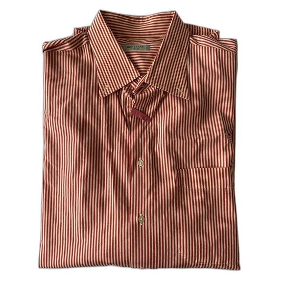 Burberry London Men’s XL Red Yellow Striped Button-Up Long Sleeve Shirt - Picture 1 of 8
